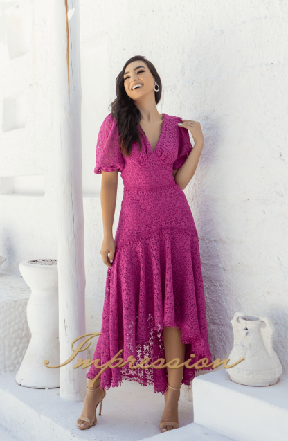 Vestido de Festa Midi Fucsia