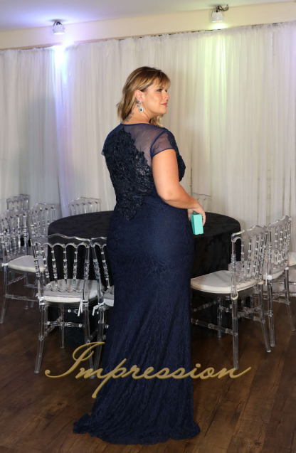 Vestido de Festa Longo Plus Size Marinho - Image 4