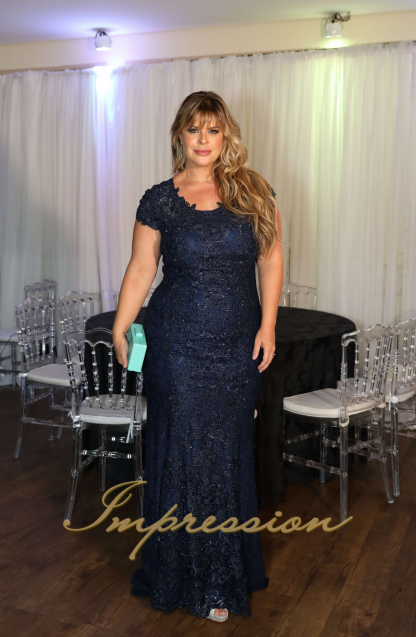 Vestido de Festa Longo Plus Size Marinho - Image 3