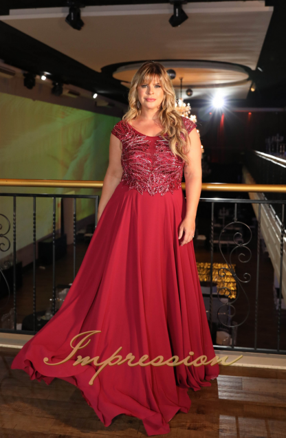 Vestido de Festa Longo Plus Size Marsala - Image 3