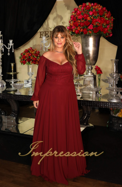 Vestido de Festa Longo Plus Size Marsala - Imagem 3