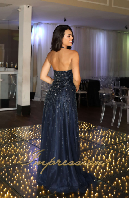 Vestido de Festa Longo Azul Marinho - Image 4