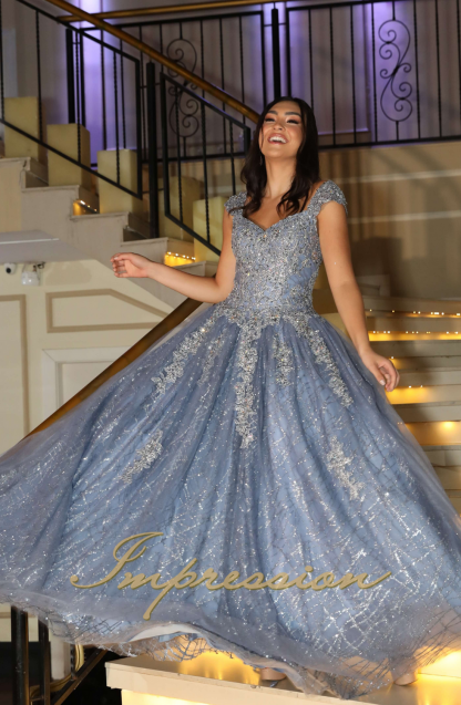Vestido de Festa Longo Azul Denim - Imagem 2