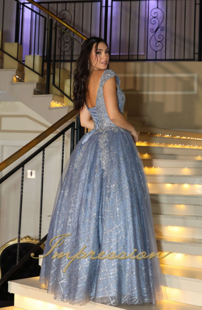 Vestido de Festa Longo Azul Denim - Imagem 5