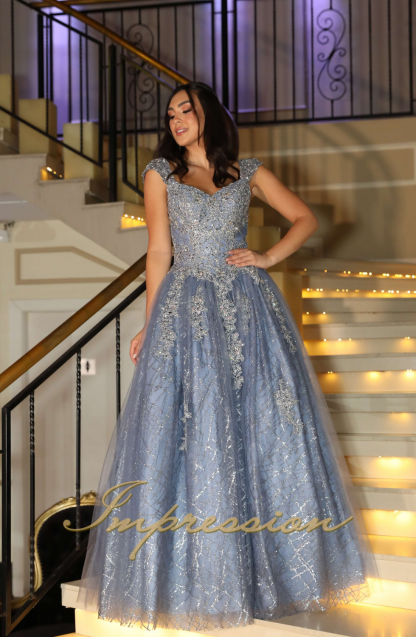 Vestido de Festa Longo Azul Denim - Imagem 3