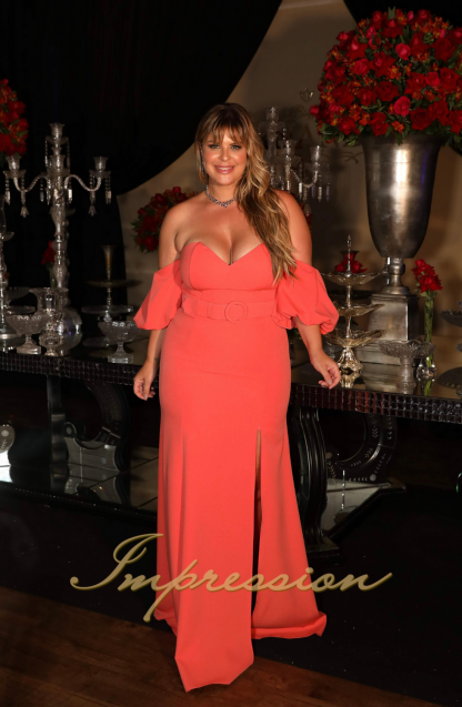 Vestido de Festa Longo Plus Size Coral - Image 2