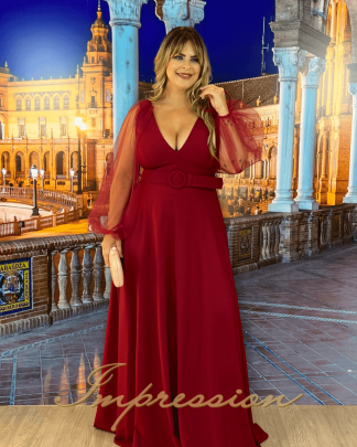 Vestido de Festa Longo Plus Size Marsala