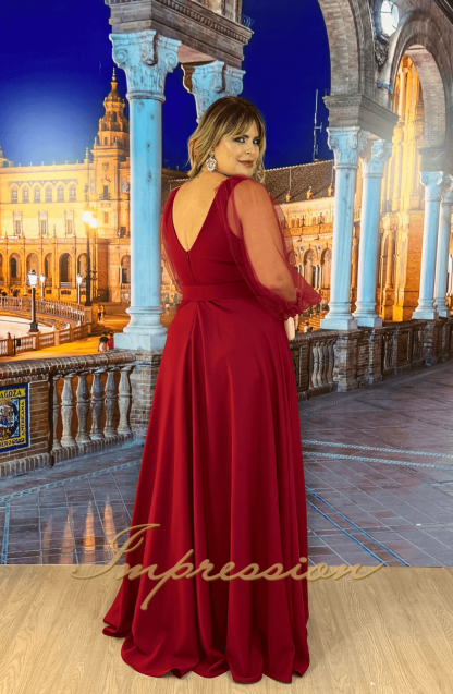 Vestido de Festa Longo Plus Size Marsala - Image 4