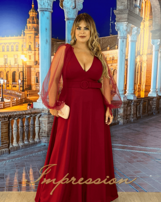 Vestido de Festa Longo Plus Size Marsala