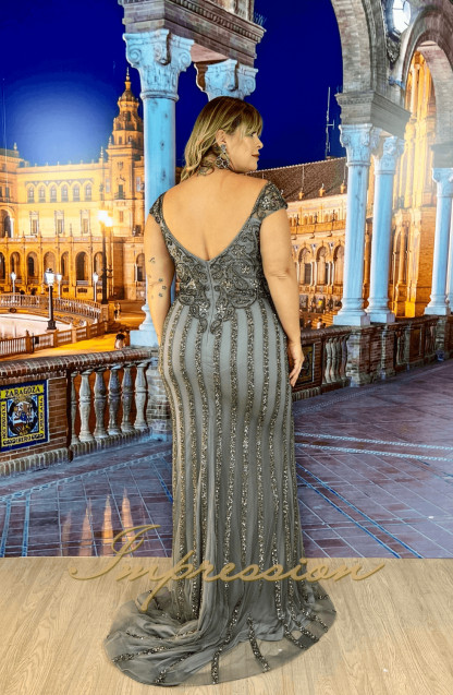 Vestido de Festa Longo Plus Size Grafite - Image 4