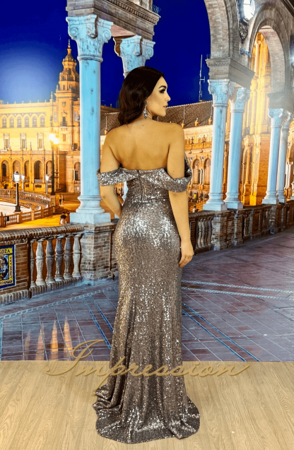 Vestido de Festa Longo Grafite - Imagem 4