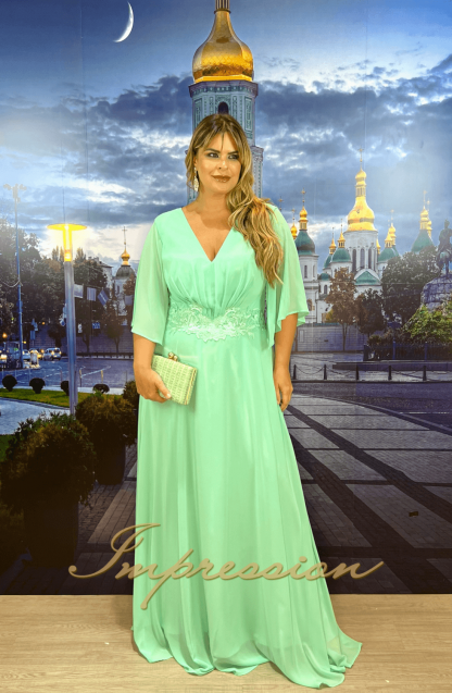 Vestido de Festa Longo Plus Size Verde - Image 4