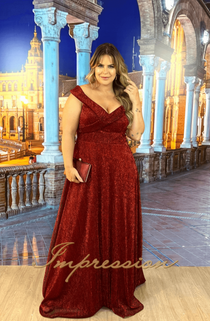 Vestido de Festa Longo Plus Size Marsala - Image 3
