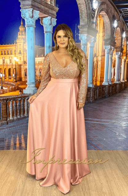 Vestido de Festa Longo Plus Size Rose