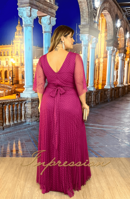 Vestido de Festa Longo Plus Size Fucsia - Image 2