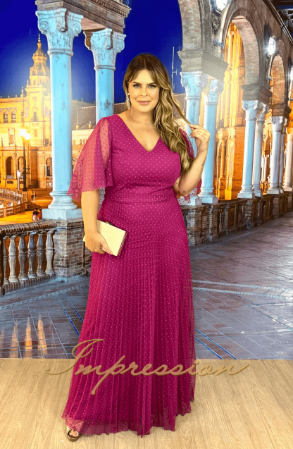 Vestido de Festa Longo Plus Size Fucsia - Image 3