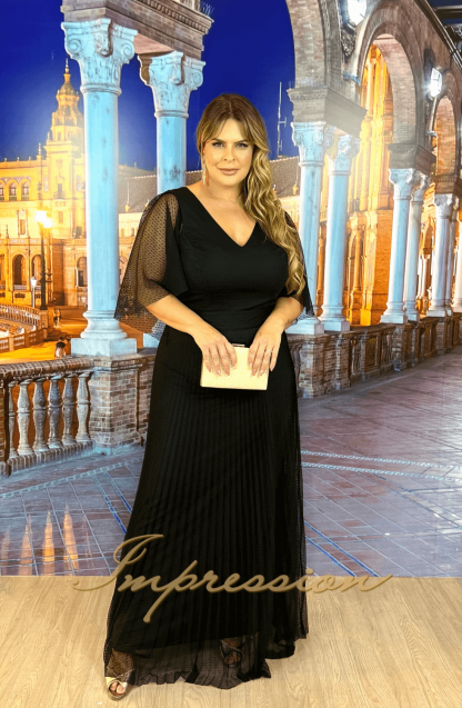 Vestido de Festa Longo Plus Size Preto - Image 3