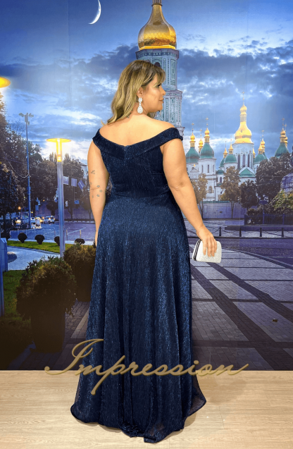 Vestido de Festa Longo Plus Size Azul Marinho - Imagem 2