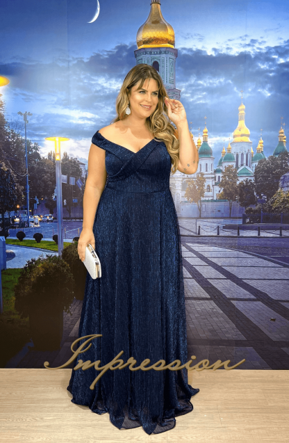 Vestido de Festa Longo Plus Size Azul Marinho - Imagem 3