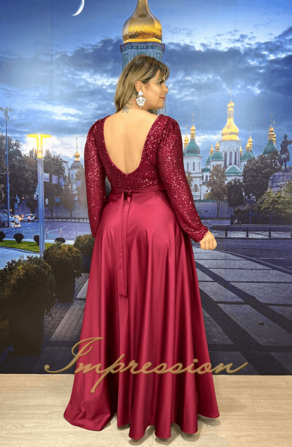 Vestido de Festa Longo Plus Size Marsala - Imagem 2