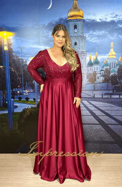 Vestido de Festa Longo Plus Size Marsala - Imagem 3