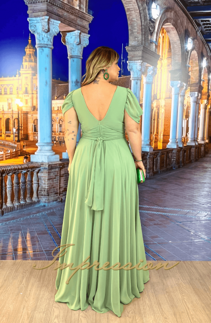 Vestido de Festa Longo Plus Size Verde Menta - Imagem 2