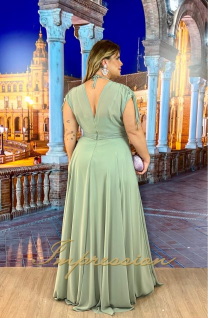 Vestido de Festa  Longo Plus Size Verde Menta - Imagem 2