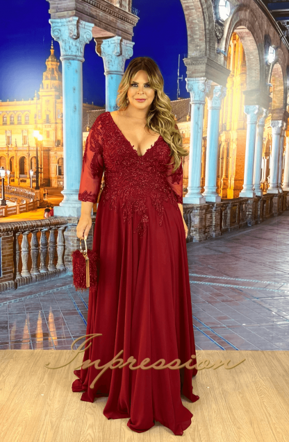 Vestido de Festa Longo Plus Size Marsala - Image 4