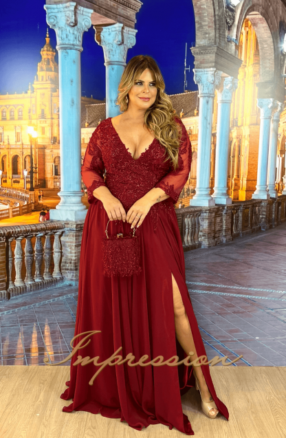 Vestido de Festa Longo Plus Size Marsala - Image 3