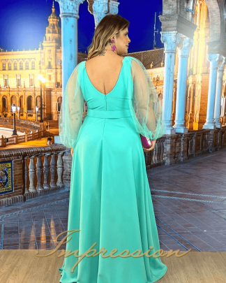 Vestido de Festa Longo Plus Size Verde Tifany