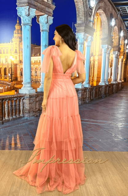 Vestido de Festa Longo Coral - Image 2