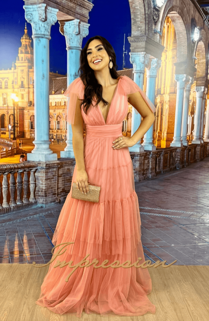 Vestido de Festa Longo Coral - Image 3