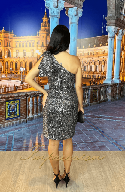 Vestido de Festa Curto Grafite - Image 2