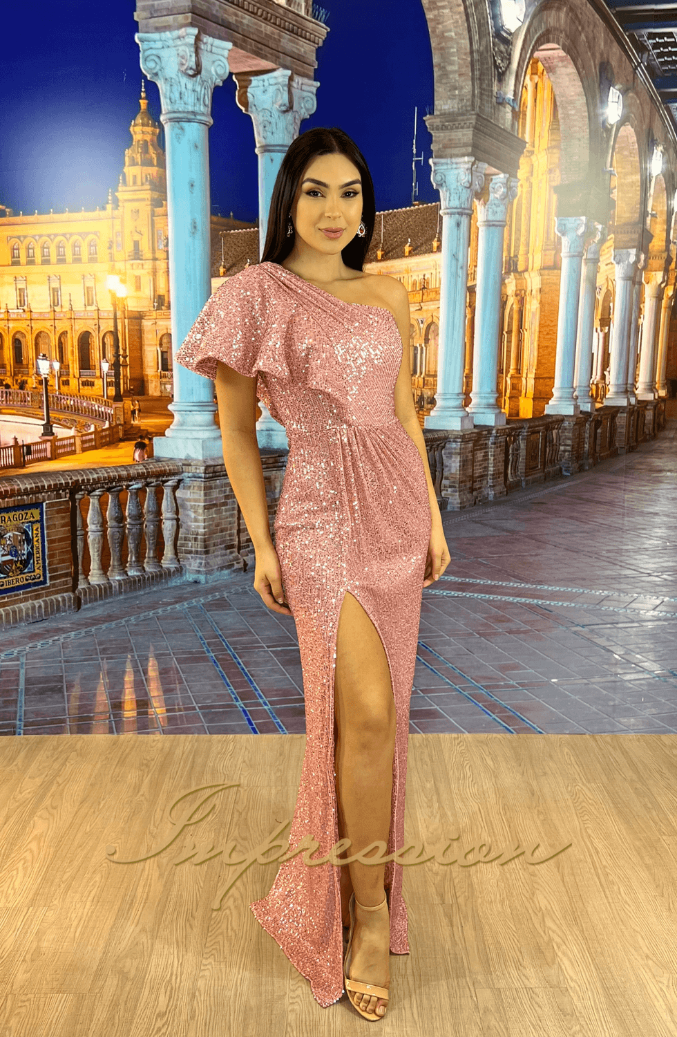 Vestido longo deals rose gold