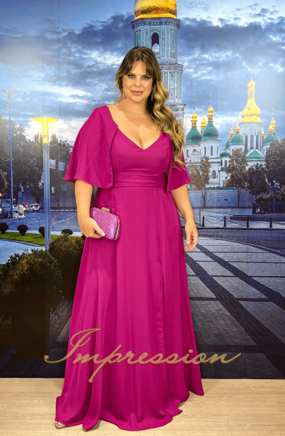Vestido de Festa Longo Plus Size Fucsia - Image 3