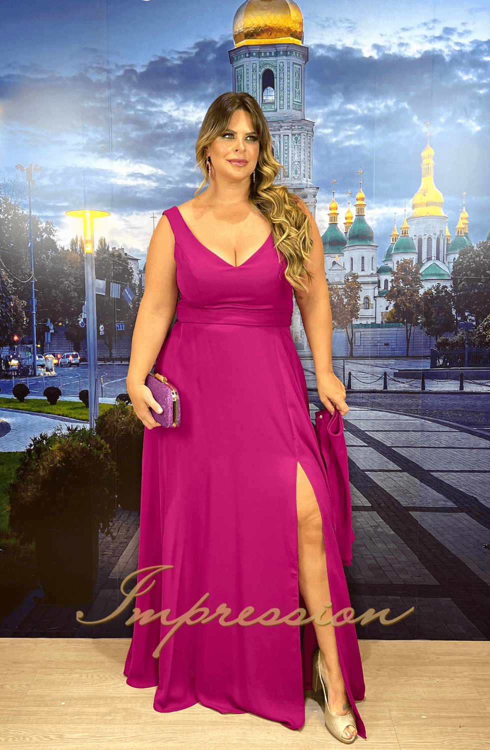 Vestido longo fucsia para hot sale madrinha