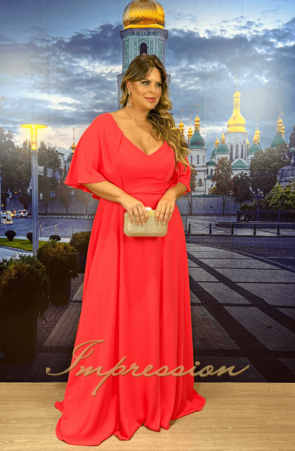 Vestido de Festa Longo Plus Size Coral - Imagem 4