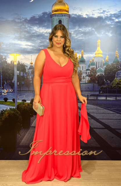 Vestido de Festa Longo Plus Size Coral - Imagem 2