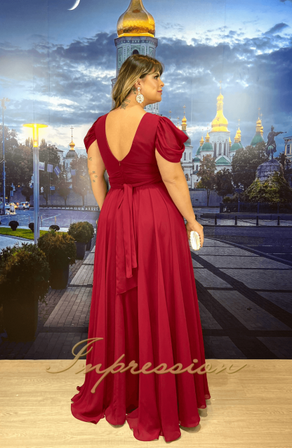 Vestido de Festa Longo Plus Size Marsala - Imagem 2