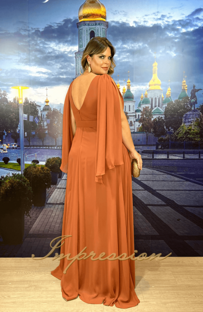 Vestido de Festa Longo Plus Size Terracota - Imagem 3