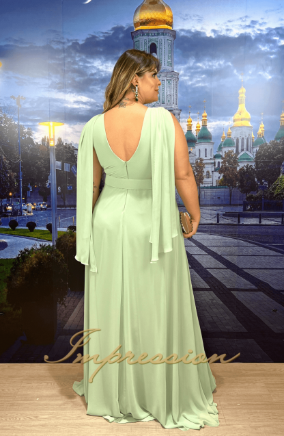 Vestido de Festa Longo Plus Size Verde Menta - Image 4