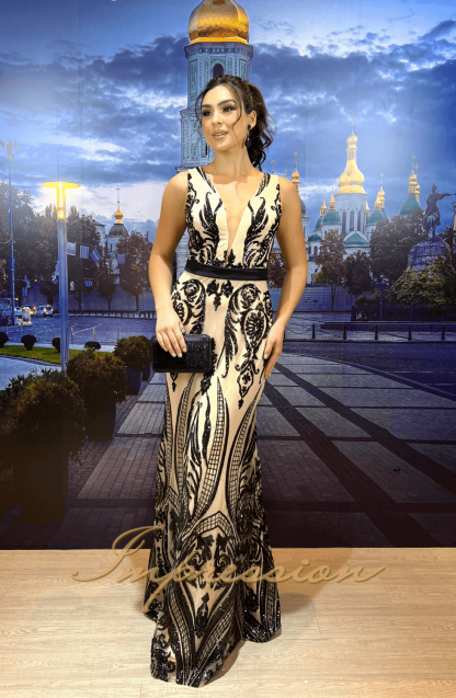 Vestido de Festa Longo Preto em Paetês - Imagem 3