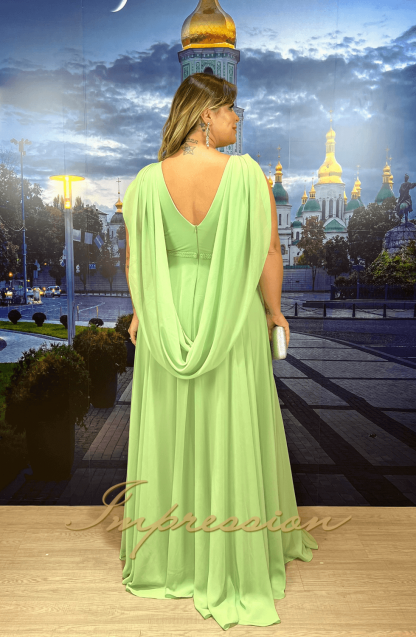 Vestido de Festa Longo Plus Size Verde Menta - Image 4