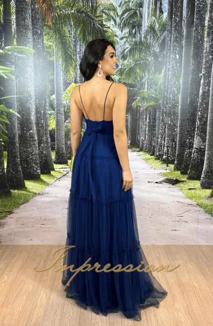 Vestido de Festa Longo Azul Marinho - Image 2
