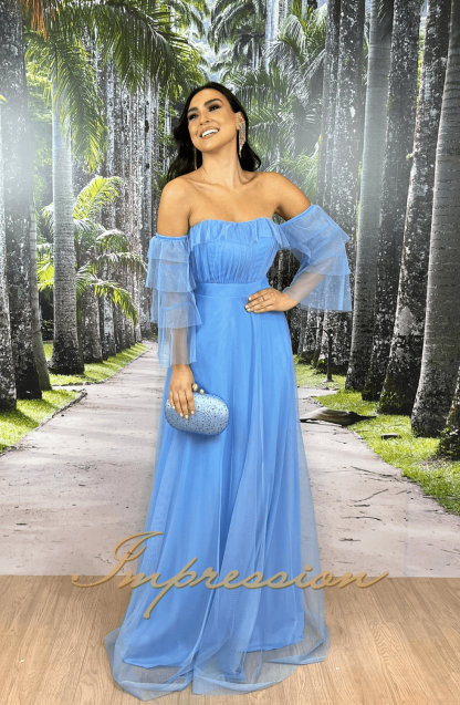 Vestido de Festa Longo Azul Serenity - Imagem 3