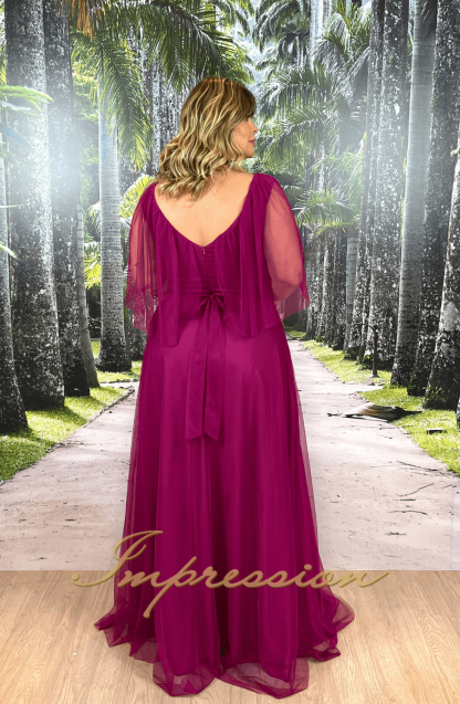 Vestido de Festa Longo Plus Size Fucsia - Imagem 2