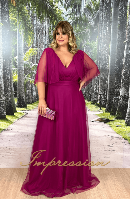 Vestido de Festa Longo Plus Size Fucsia - Imagem 3