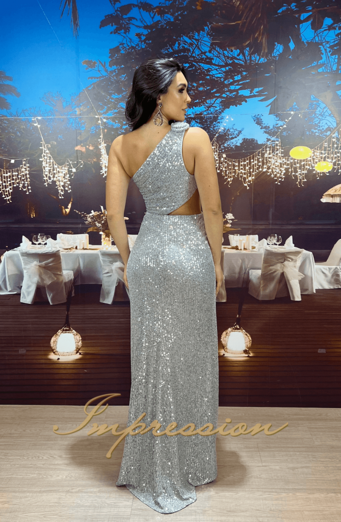 Vestido de Festa Longo Prata - Impression Modas