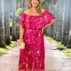 Vestido de Festa Longo Plus Size Pink Estampado - Imagem 3