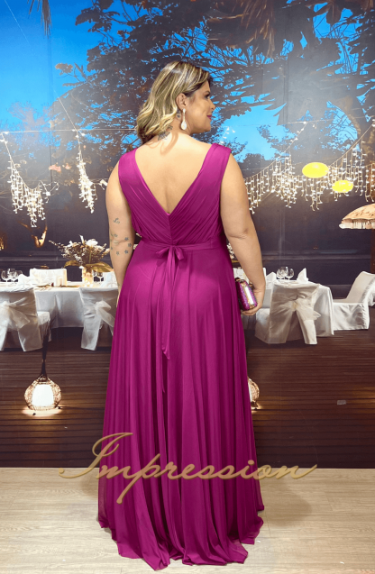Vestido de Festa Longo Plus Size Fucsia - Imagem 2